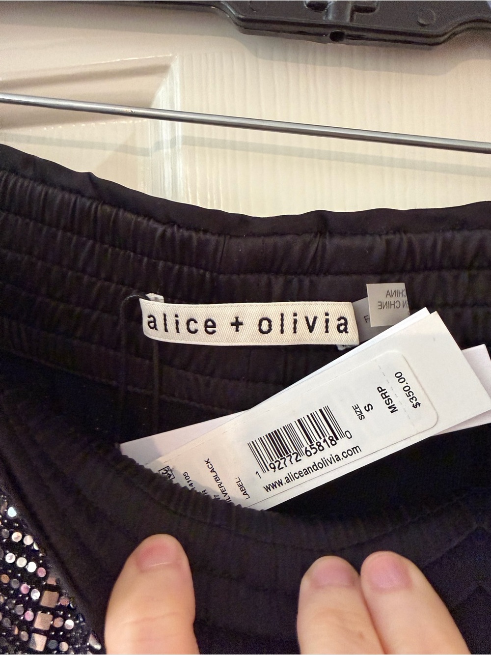 Alice + Olivia Black Metallic Stripe Wide-Leg Pants - Picture 5 of 5